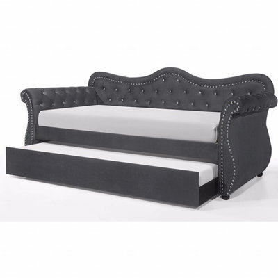 Upholstered Daybed, Velvet Wood Trundle Daybed
