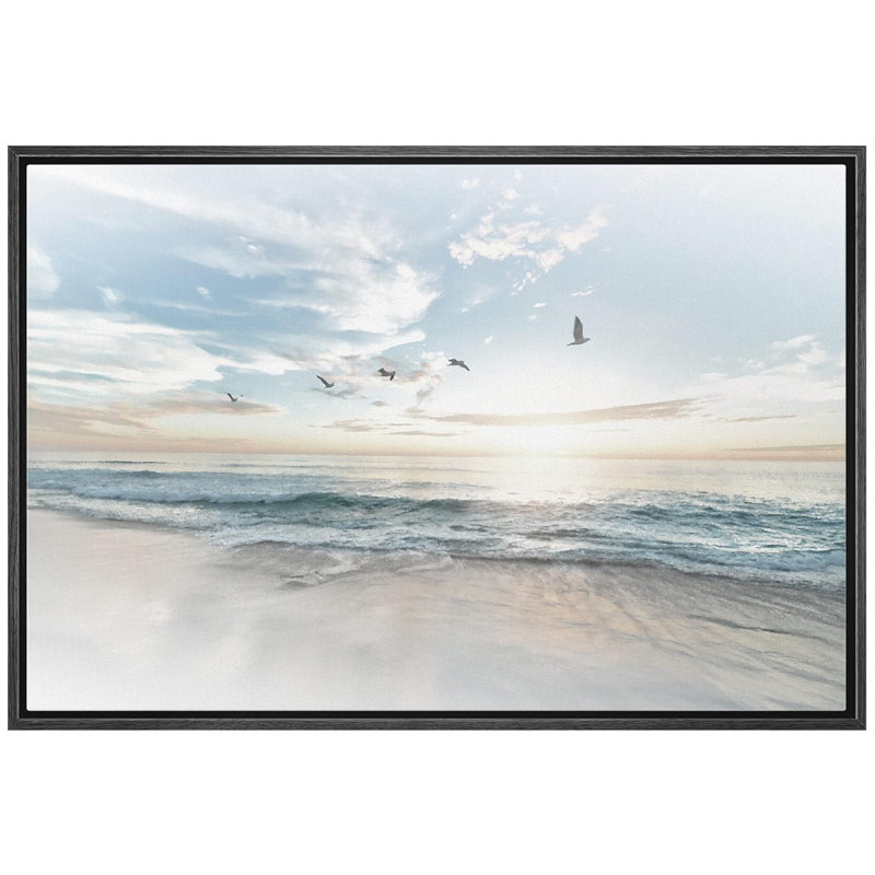 Coastal Beach Sunrise on The Beachy Scene Seagull Coastal Modern Large Canvas Print Wall Art Bedroom Decoration