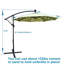 Parasol d'extérieur 10 pi avec protection solaire imperméable, 8 nervures robustes, manivelle et traverse pour la terrasse de jardin. Baleines imperméables. Facilité d'utilisation. Auvent. Rouille - poteau en acier. Énergie-2145273008