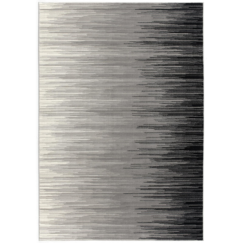 Tapis oriental noir / gris Atchison, Rectangle 7 pi 9 po x 10 pi 9 po