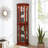 Corner Curio Cabinet With Lights, Adjustable Tempered Glass Shelves, Mirrored Back, Display Cabinet,Light Walnut (E26 Light Bulb Not Included)-892106356