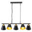Luminaire suspendu 5 lumières pour îlot de cuisine, lustre linéaire noir mat et doré de 35,4 po avec abat-jour en métal martelé réglable, luminaire de salle à manger de style maison de campagne moderne, homologué ETL