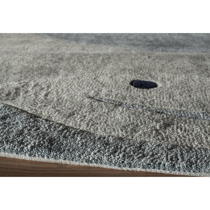 Tapis bleu / noir / vert touffeté à la main Delphine, Rectangle 4 pi x 6 pi