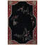 Tapis décoratif rétro à motif floral noir et rouge-1858812341
