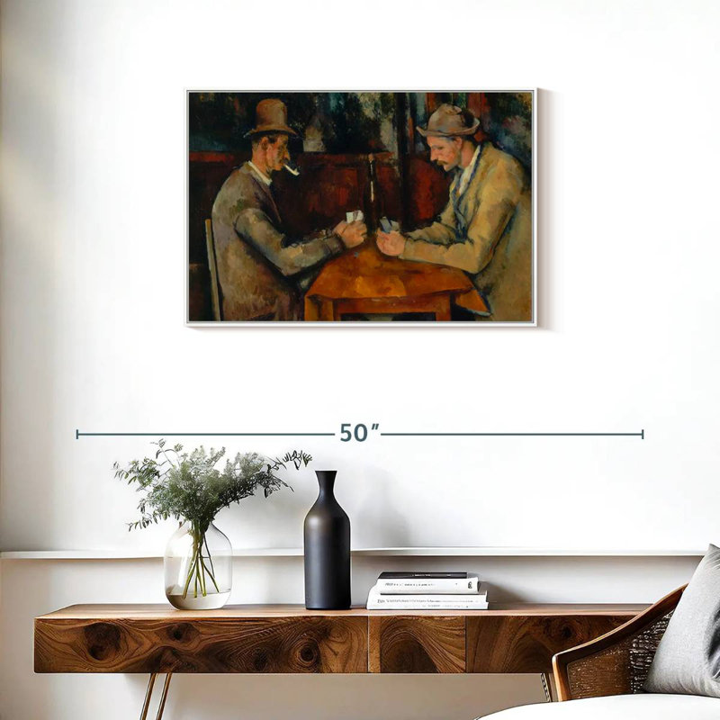 Les joueurs de cartes 1890, 31 po x 21 po, Cadre flottant blanc