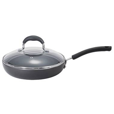 At Home T-Fal Ultimate Hard Anodized 12in. Saute Pan W/Lid, Black, 20.0L X 4.1H X 12.3W