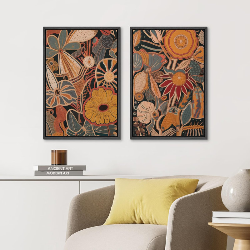 Abstract Botanical 2 - Pieces, 36" H x 48" W, Black