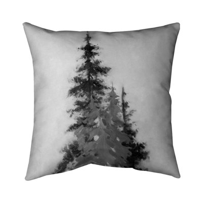 Silhouette of black and grey trees - 18"x18" Outdoors Throw pillow - Spun poly - Print on demand