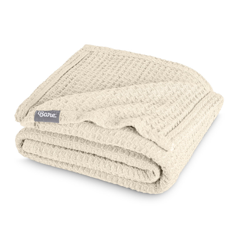 Couverture en coton gaufré, Lit simple, Oyster