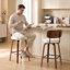 Tabouret de bar pivotant rembourré avec structure en bois courbé au fini noyer-1153153125-1153153150