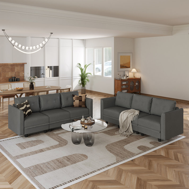 Canapé modulaire modulaire 2 pièces Zendajas, Mélange de polyester gris