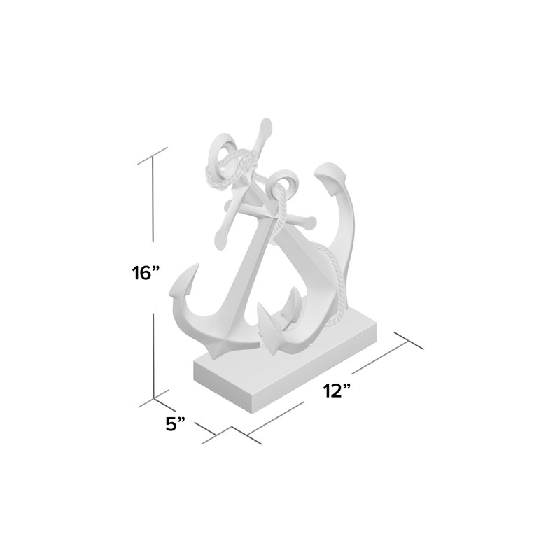 Metal Anchor Decorative Sculpture with Jute Rope Accents