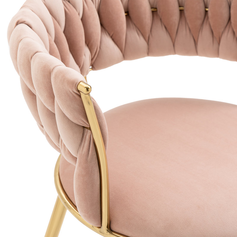 4 - Person Three Leg Dining Set, Gold, 29.5"H x 47.24"L x 47.24"W, Pink/Gold