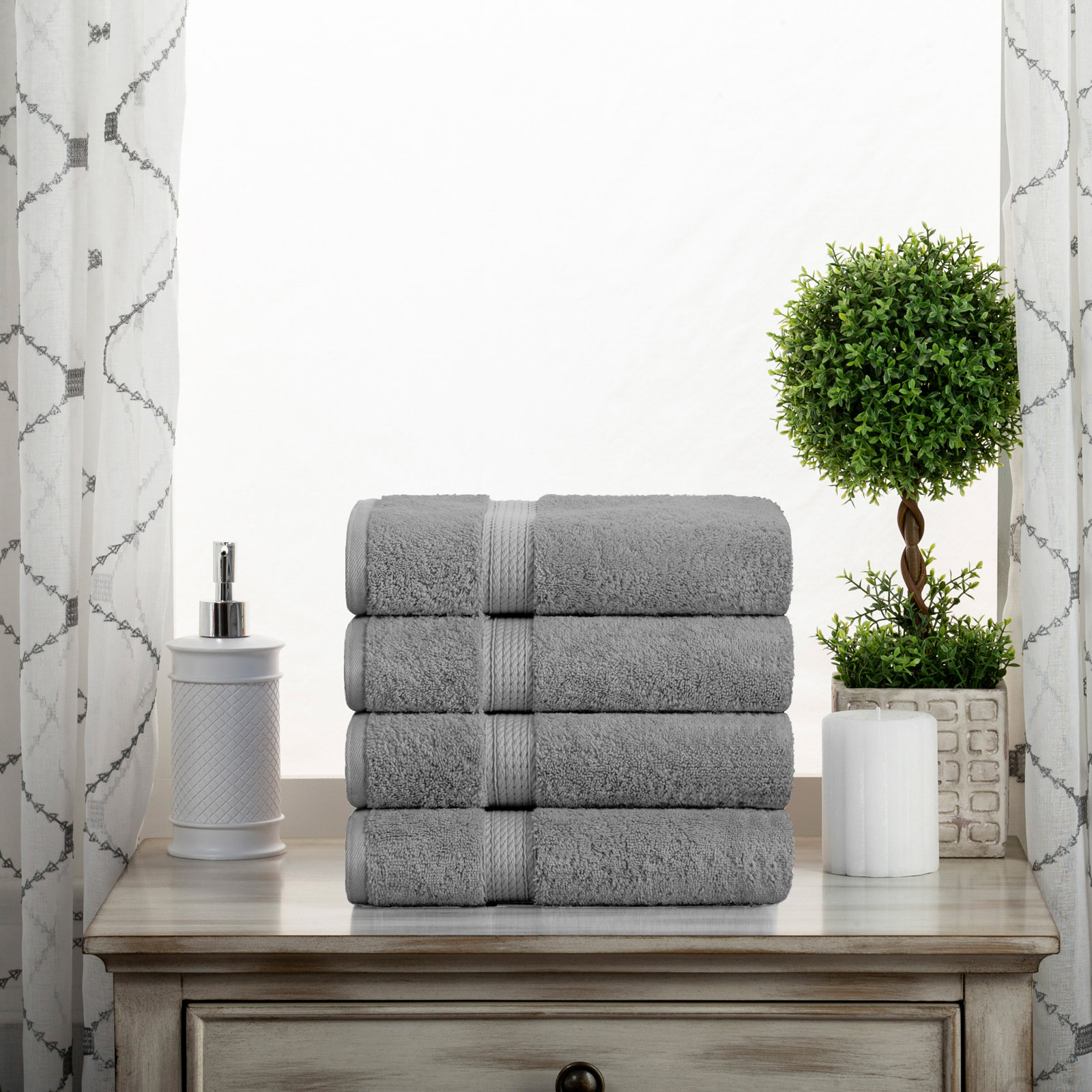 Egyptian Cotton Hand Towels, Charcoal