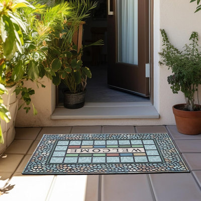 Rectangle Entrance Door Mat Large 24 X 36 Inch Entry Way High Traffic Area Doormat Front Door Rugs Outdoors Heavy Duty Welcome Mat, Non Slip Rubber Back Low Profile For Garage