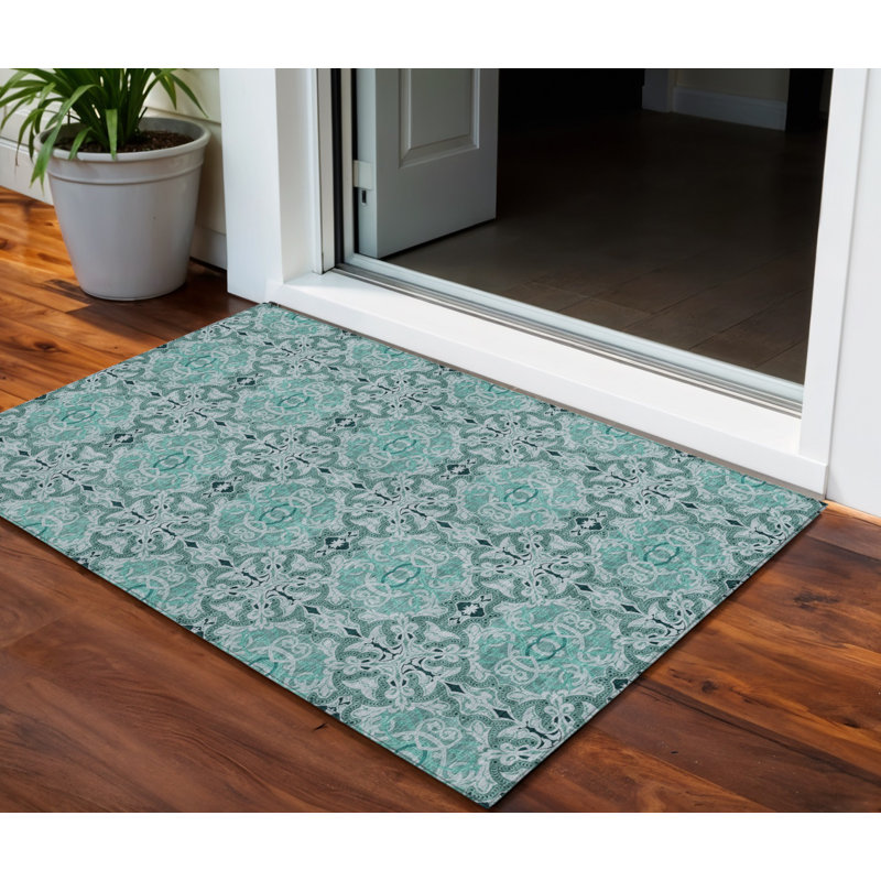 Tapis bleu sarcelle et turquoise 3 'X 5'