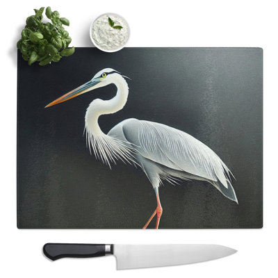 Pleasing Heron Bird  Glass Chopping Board