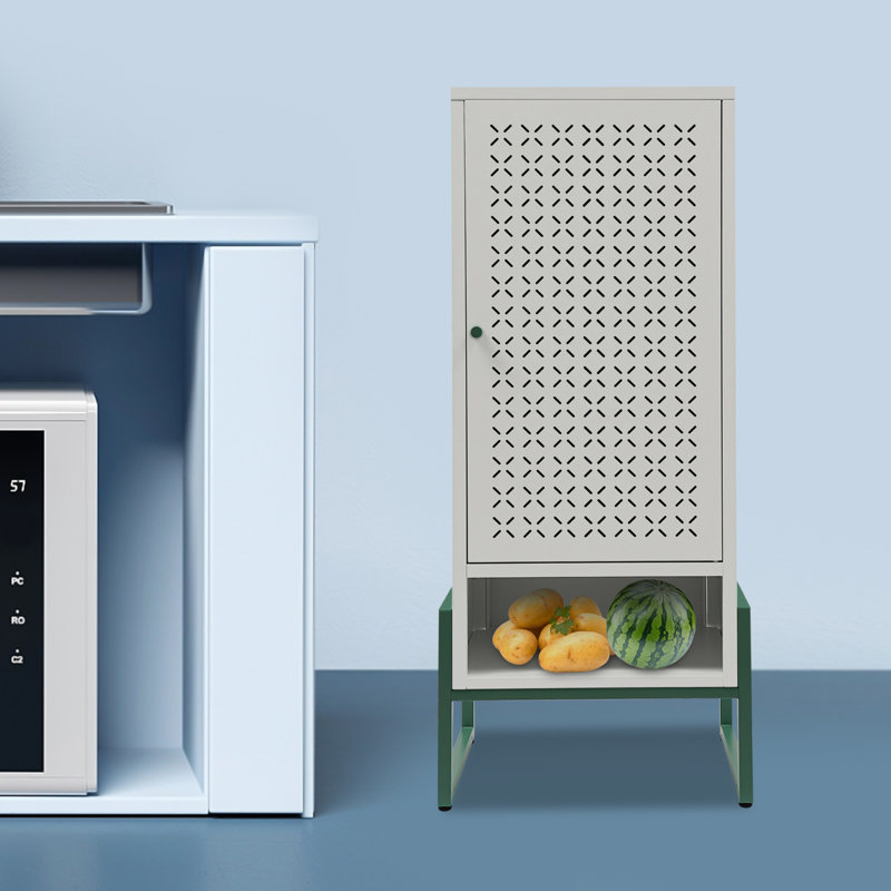 Free Standing Multi-Use Storage Cabinet, Gray/Green