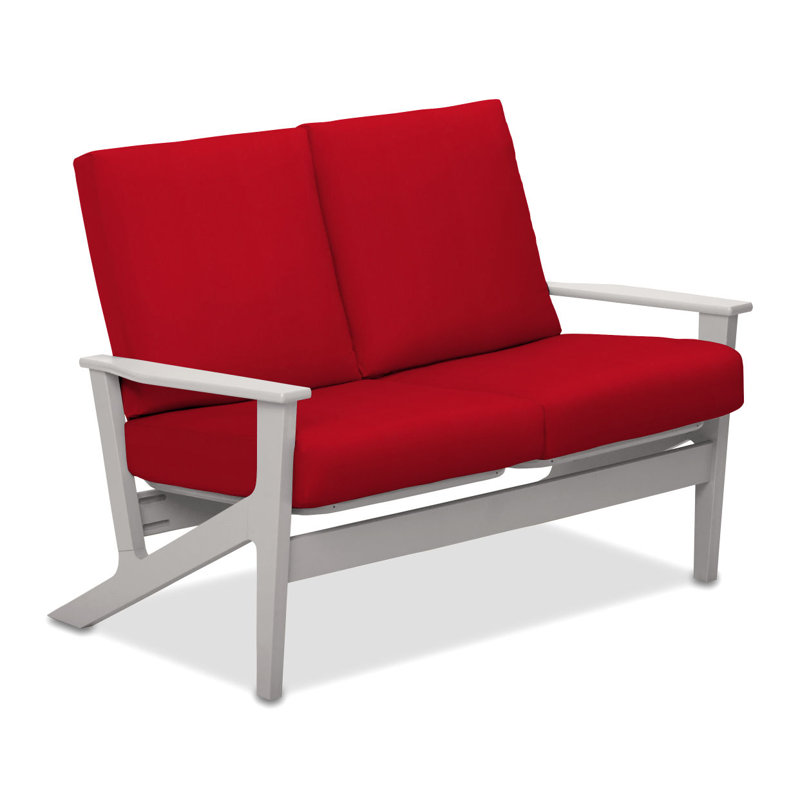 Chrisa 51.5'' Wide Loveseat with Cushions, Red, Textured Snow