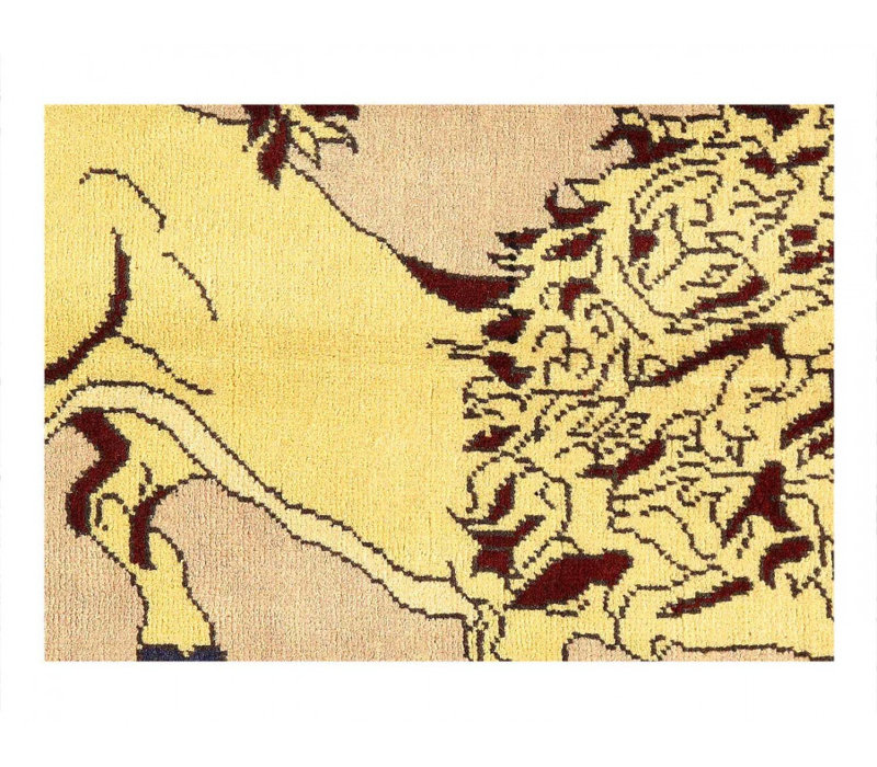 Tapis unique en laine 2 pi x 3 pi 1 po beige, jaune et rouille Soileau