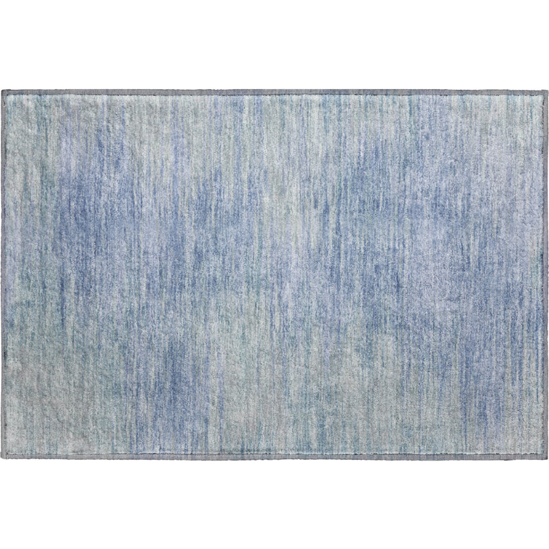Premium Machine Washable Prisco Denim Rug, Rectangle 1'8" x 2'6"