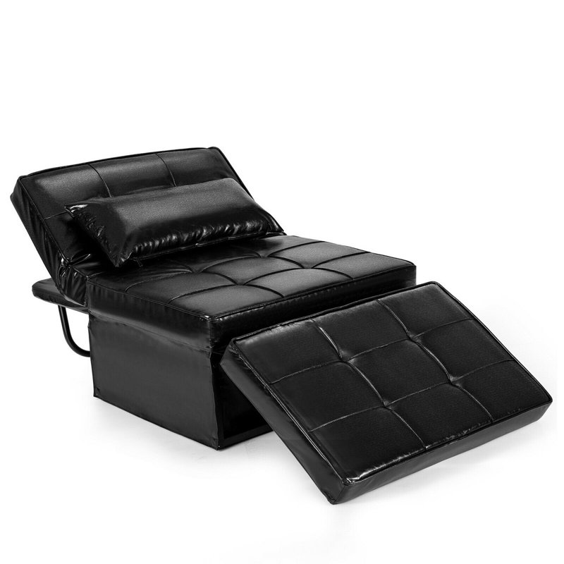 Latitude Run® 4 In 1 Multi-function Sofa Bed Convertible Sleeper Folding Ottoman Black