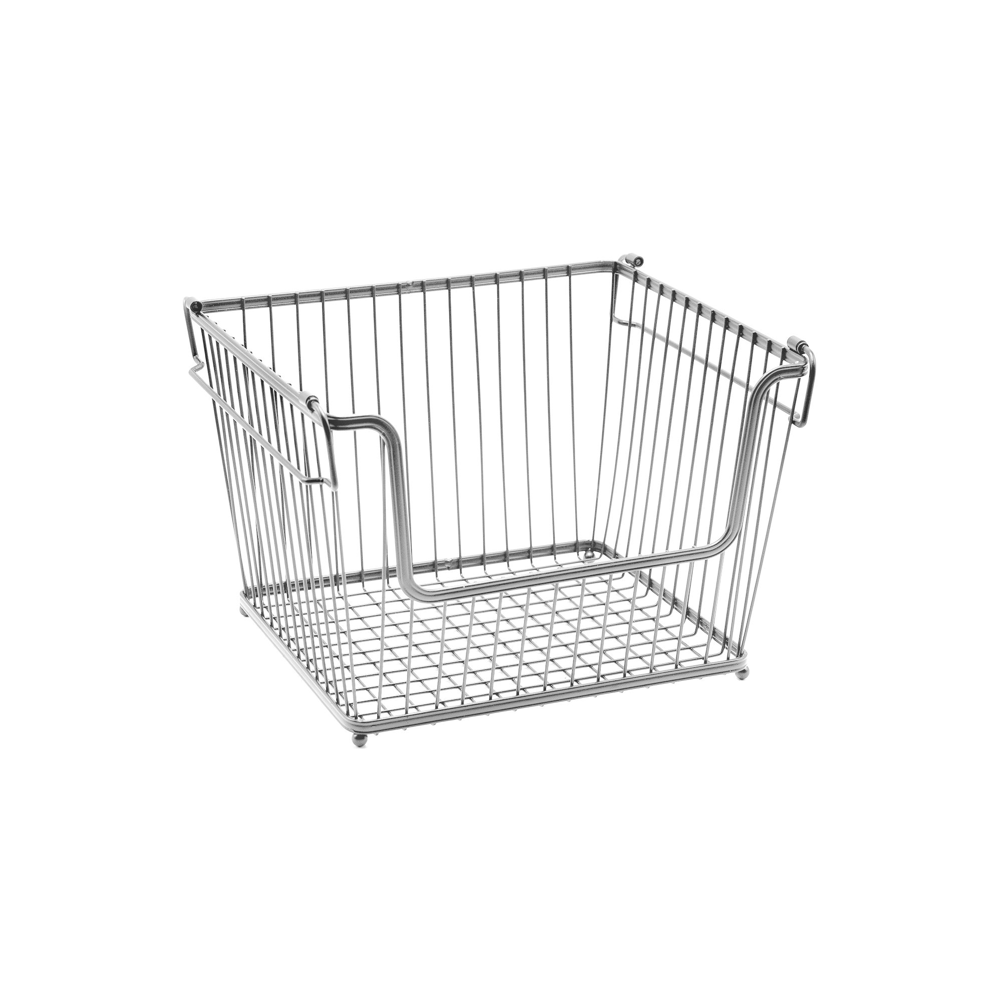 Sorbus MTL-BSKT6 6 Pack Stackable Metal Storage Basket with Handles in Silver, Silver