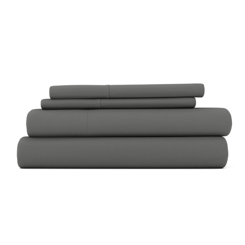 Ensemble de draps en microfibre doublement brossée 4 pièces Becky Cameron 1800 Series, Gris