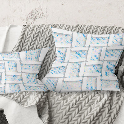 Coussin 3D imprimé blanc et bleu clair I - Mid-Century