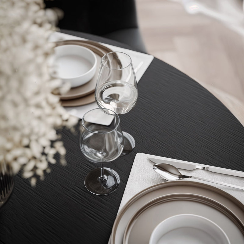 Extendable Oval Metal Base Dining Table, Black