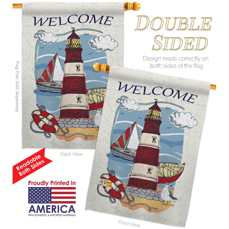 Lighthouse Shore 2-Sided Polyester 40" x 28" Flag Set