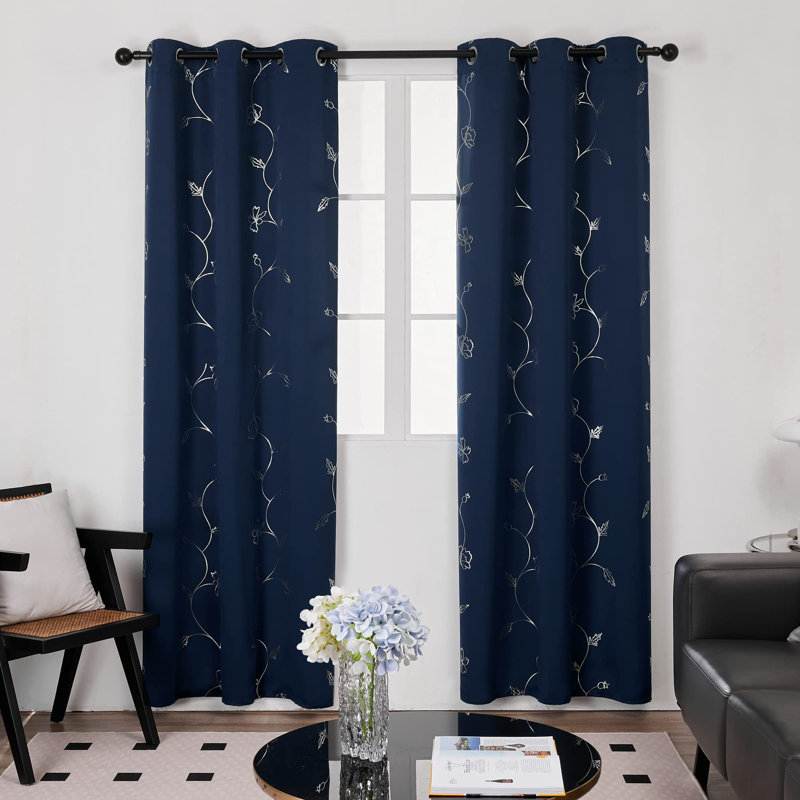 Room Darkening Curtain Pair, 42" W x 45" L, Gray White