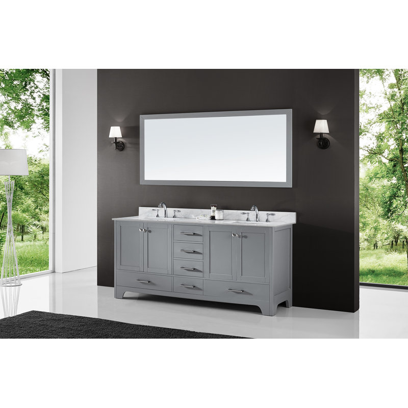 Meuble-lavabo 72 po Claristine, Blanc / veine grise, Gris