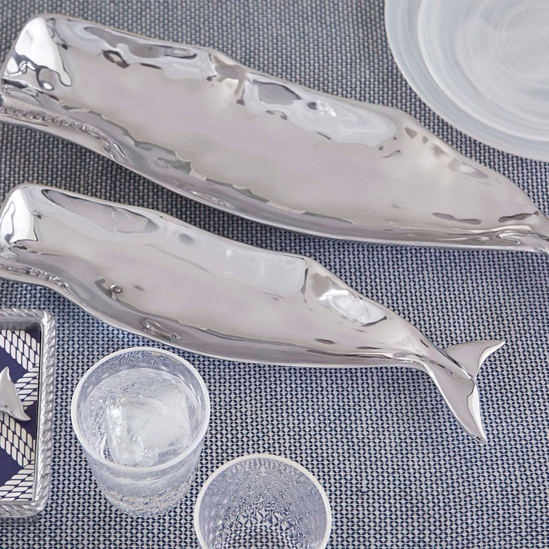 High Seas Recycled Sandcast Aluminum Butter Dish, 1.5" H x 15.5" W x 4.5" D