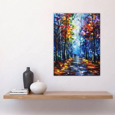 Forest Trail Couple Abstract Painting Wall Art Print