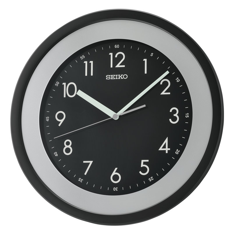 QXA812KRH Wall Clock, Black, Black