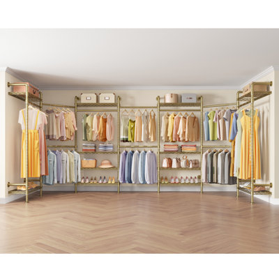 Timate U3 Expandable 10'10"-12'3" Wall Mounted Clothes Rack, Pipe Closet Garment Rack