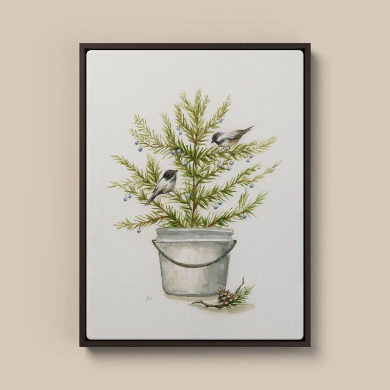 «Winter Bounty II» par Nan - Impression sur toile, 18 po x 24 po, Cadre plat flottant, Brun