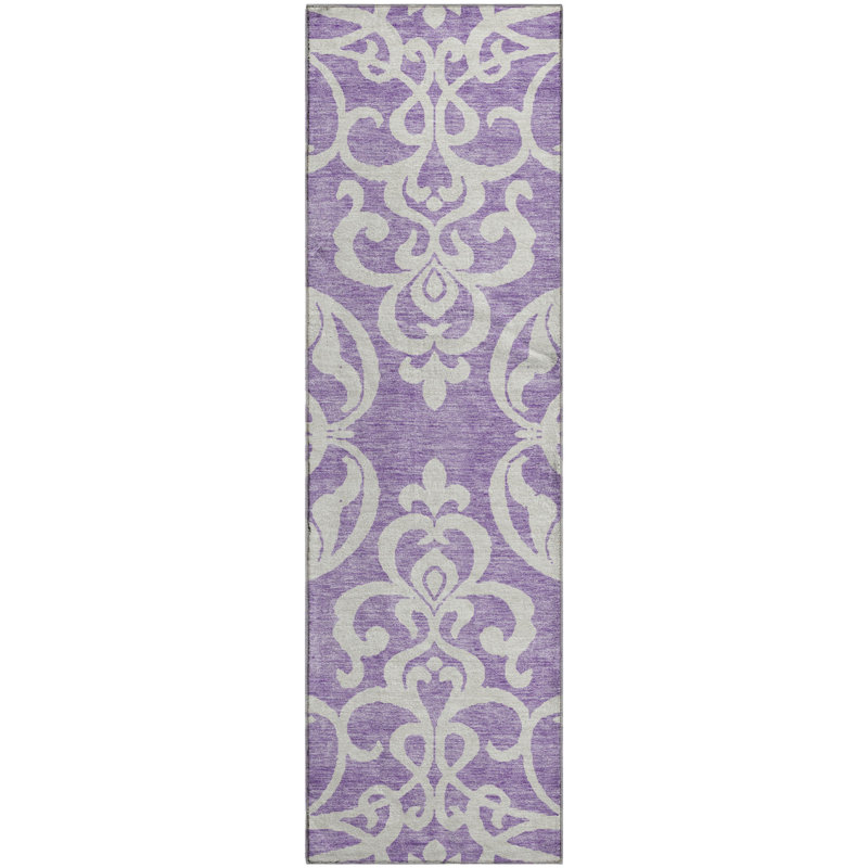 Premium Machine Washable Prisco Purple Rug, Runner 2'3" x 7'6"