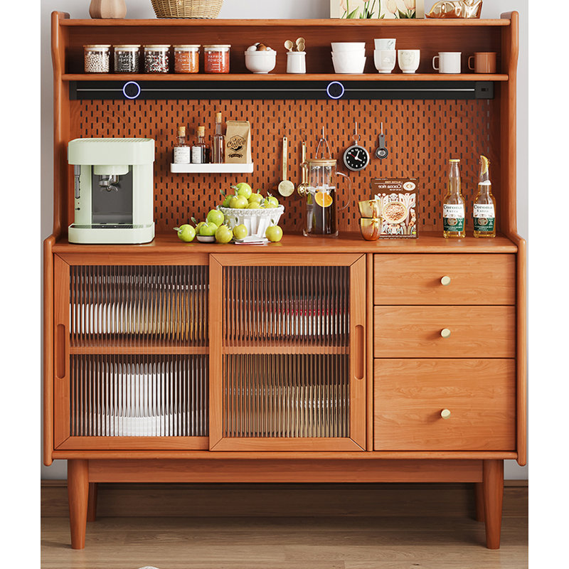 Scandinavian Solid Wood One-Piece Storage Food Cabinet