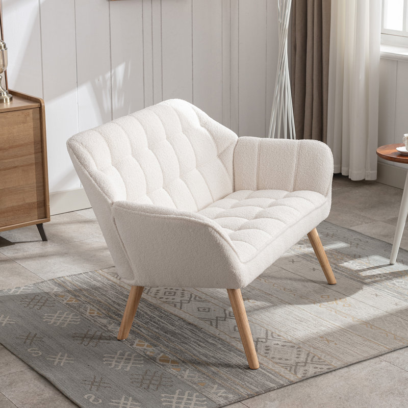 Canapé à accoudoirs carrés 48,75 po Lisander, 100 % polyester blanc