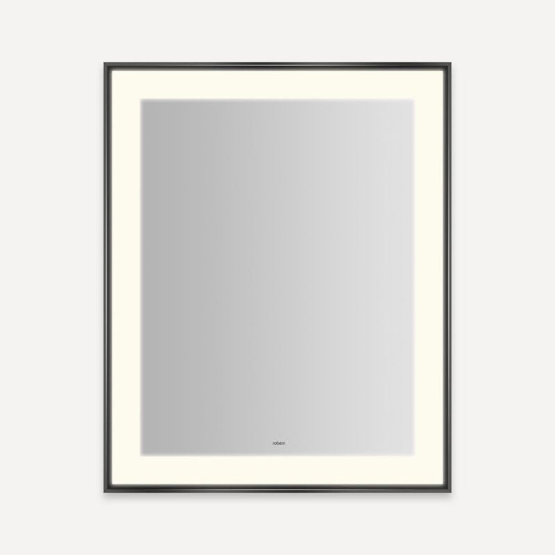 Sculpt Lighted Mirror, 31.25" x 25.25", Matte Black