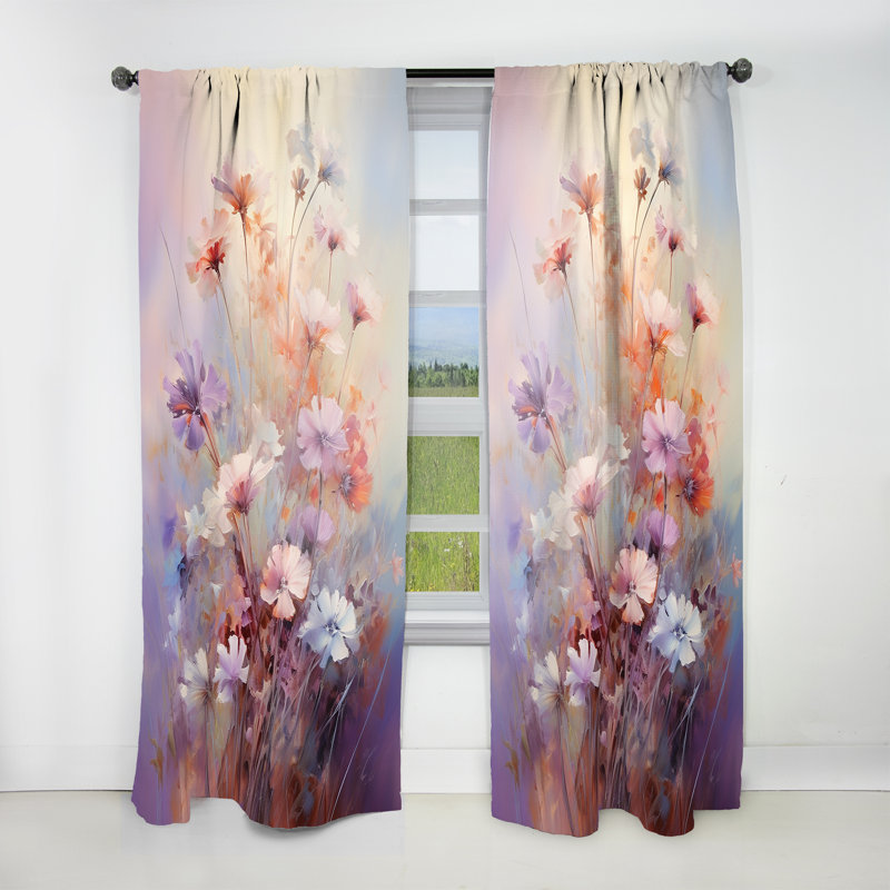 Adells Wildflowers Bouquet Romantic Impression - Traditional Curtain - Velvet Room Darkening - 1 panel, 52" W x 90" L
