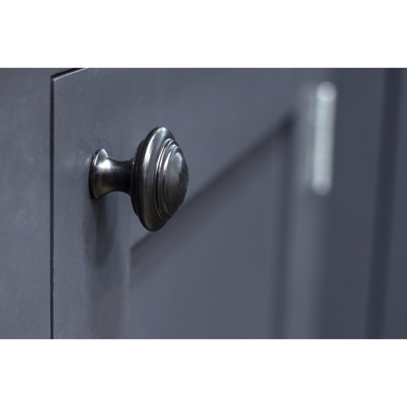 Ringed Round Knob, 3.8cm, Black