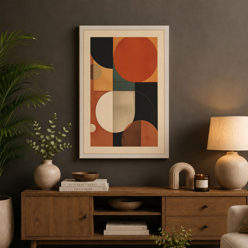 Balance Geometric - Wrapped Canvas, 24x16 - 61.0 x 40.6 cm, Ochre Border