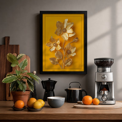Golden Arrangement Botanical - Framed Print