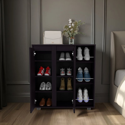 Armoire de rangement pour chaussures à 2 portes avec tablette