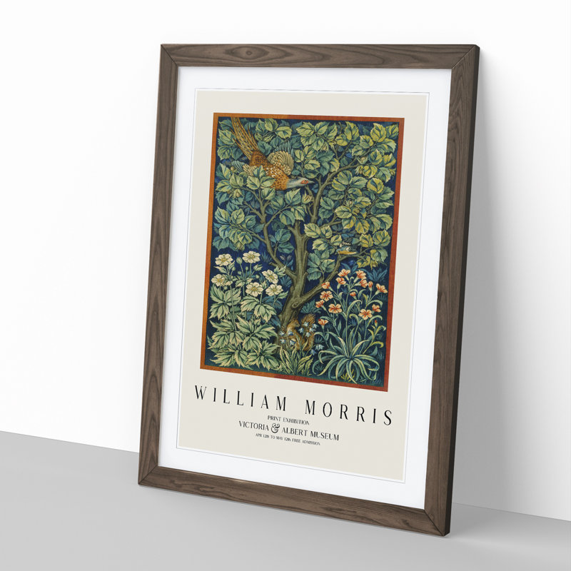 Cock Pheasant by William Morris - Picture Frame Art Prints, 65cm H x 48cm W x 2cm D, Walnut