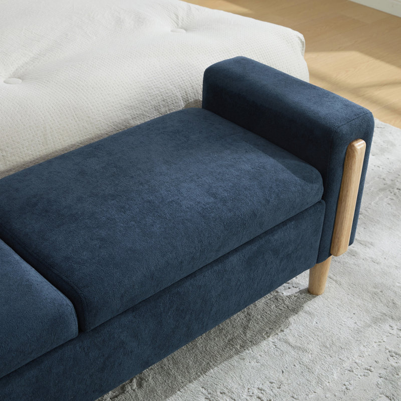 Banc de rangement moderne rembourré, Bleu, Bleu