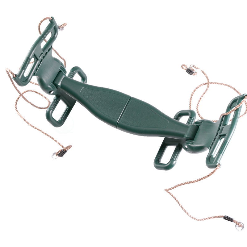 Green Plastic Dual Glider Swing with Handlebar and Footrest